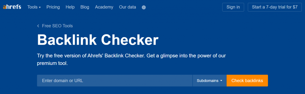 cara mengecek backlink dengan ahrefs backlink checker